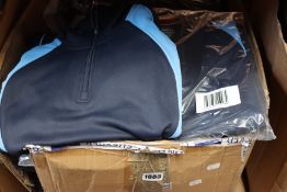 A box of Pro midlayer tops jumpers (Various sizes - approximately 45 items).