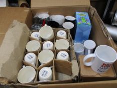 A collection of mixed mugs and drinking cups (Some boxed, some loose).