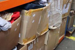 Eight boxes of assorted clothing and related items.