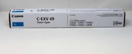 A boxed as new Canon C-EXV49 High Capacity Cyan Toner Cartridge (box sealed).