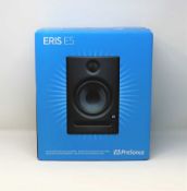 A pair of boxed as new PreSonus Eris E5 Active Studio Monitors (boxes sealed).