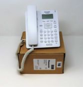 A boxed as new Panasonic KX-HDV130X SIP Phone in White (Box opened, damaged box).