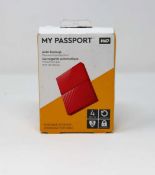 A boxed as-new WD My Passport 4TB Auto Backup Portable Hard Drive (box sealed).