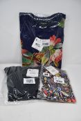 Three items of as new Desigual clothing; Blocks Studio hoodie (M - RRP £74), Atomo leggings (Size 10