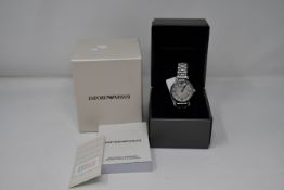 A ladies as new Emporio Armani AR1908 wrist watch.
