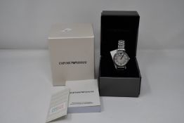 A ladies as new Emporio Armani AR1908 wrist watch.