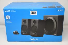 A boxed as new set of Logitech Z333 multimedia speakers.