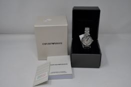 A ladies as new Emporio Armani AR1908 wrist watch.