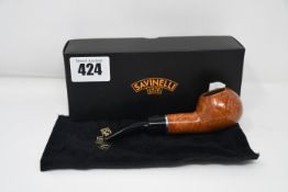 An as new Savinelli 1876 Otello Smooth natural 6mm pipe (RRP €155).