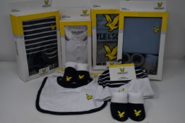 Twelve items/sets of babies Lyle & Scott clothing and accessories to include infant polo rompers,