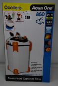A boxed as new Aqua One Ocellaris 850 canister filter.
