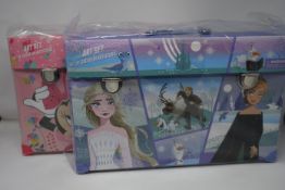 Six boxed as new Deluxe Art Kit Cars to include Frozen and Minnie Mouse.