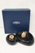 Three as new Savinelli 1876 Sidecar pipe ashtrays in black.
