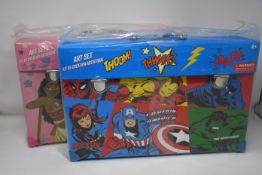 Six boxed as new Deluxe Art Kit to include Marvel and Minnie Mouse.