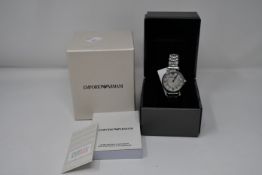 A ladies as new Emporio Armani AR1908 wrist watch.