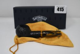 An as new Savinelli 1876 Tigre Rusticated black 9mm pipe (RRP €110).
