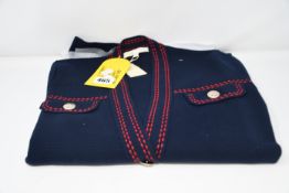 A ladies as new Maje Mollie cardigan with contrasting top stitching in navy (Size: 0).