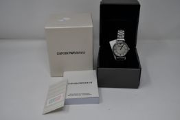 A ladies as new Emporio Armani AR1908 wrist watch.