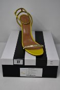 A pair of as new Aquazzura Very Vera Sandals in satin fluo yellow (EU 42).