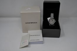 A ladies as new Emporio Armani AR1908 wrist watch.