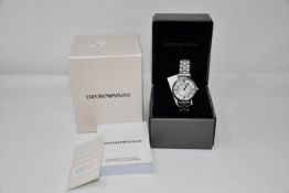 A ladies as new Emporio Armani AR1908 wrist watch.