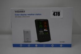 Four boxed as new Youshiko YC9481 Colour Display Weather Station (With wireless outdoor sensor).