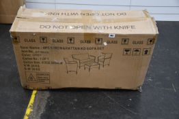 One boxed as new four piece iron and rattan KD sofa set.