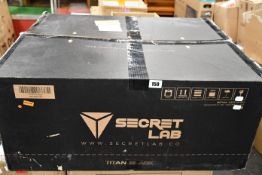 A boxed as new Secretlab Titan Prime 2.0 PU leather gaming chair in black.