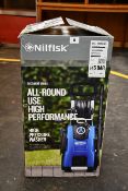 One boxed Nilfisk E145 4-9 Xtra domestic pressure washer (145 Bar).