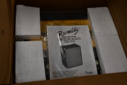 A boxed as new Fender Rumble bass amplifier.