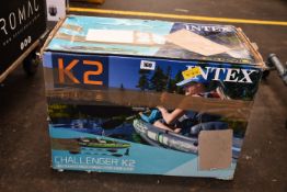 A boxed Intex K2 Challenger two people Kayak (Box has cosmetic damage).