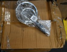 A large quantity of as new Vel stainless steel sieves with non-slip handles (Approximately 40 sets