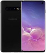 A boxed as new Samsung S10 Android Mobile Phone SM-G9730 8GB RAM 128GB Storage in Prism Black.