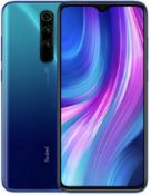 A boxed as new Redmi Note 8 Pro Android Mobile Phone 6GB RAM 128GB Storage in Ocean Blue. Requires