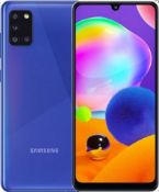 A boxed as new Samsung A31 Android Mobile Phone SM-A315G/DS 128GB in Prism Crush Blue UK Plug