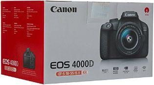 A boxed as new Canon EOS 4000D SLR Digital Camera with EF-S 18-55 III Kit UK Plug