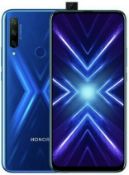 A boxed as new Honor 9X Android Mobile Phone STK-LX3 6GB RAM 128GB Storage in Sapphire Blue.