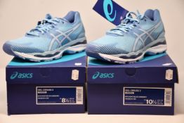 Two pairs of as new Asics Gel-Ziruss 2 trainers (UK 6.5, 8.5).