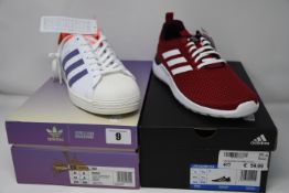 Two pairs of as new Adidias trainers; Girls Are Awesome Superstar (UK 8) and Lite Racer CLN (UK 7.