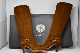 A pair of as new Vince Camuto Charmina vintage brown high suede boots (Size 37).