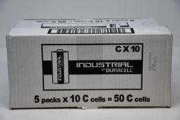 Three boxes of as new Industrial by Duracell C cells (50 cells per box).