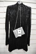 One as new David Koma Open-back high-neck sequin mini dress size 12 and an as new Zara silver