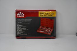 A boxed as new Mac Tools 50 piece torx and hex driver set.