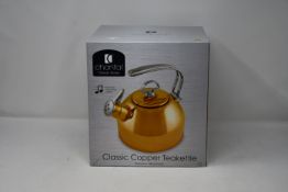 A Chantal Copper Classic 1.8qt tea kettle.