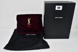 An as new YSL Pouch Monogramme bag in French burgundy complete with dust bag and box (RRP £815).