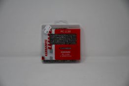 Ten boxed as new SRAM 11 speed and one hundred and fourteen link bike chains (Model: PC-1130).