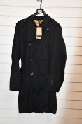 An as new Burberry Chelsea trench coat in black (EU 58 - RRP £1450).