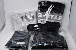 Five items of as new G-Star Raw clothing and accessories; Originals hooded sweater (M), Premium Core
