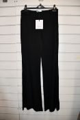 One as new Galvan London Satin Crepe high waisted satin black trousers size 36 (100COTR300201BK).