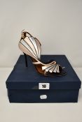 One as new Malone Souliers decorative silver and bronze shoes size 38.
